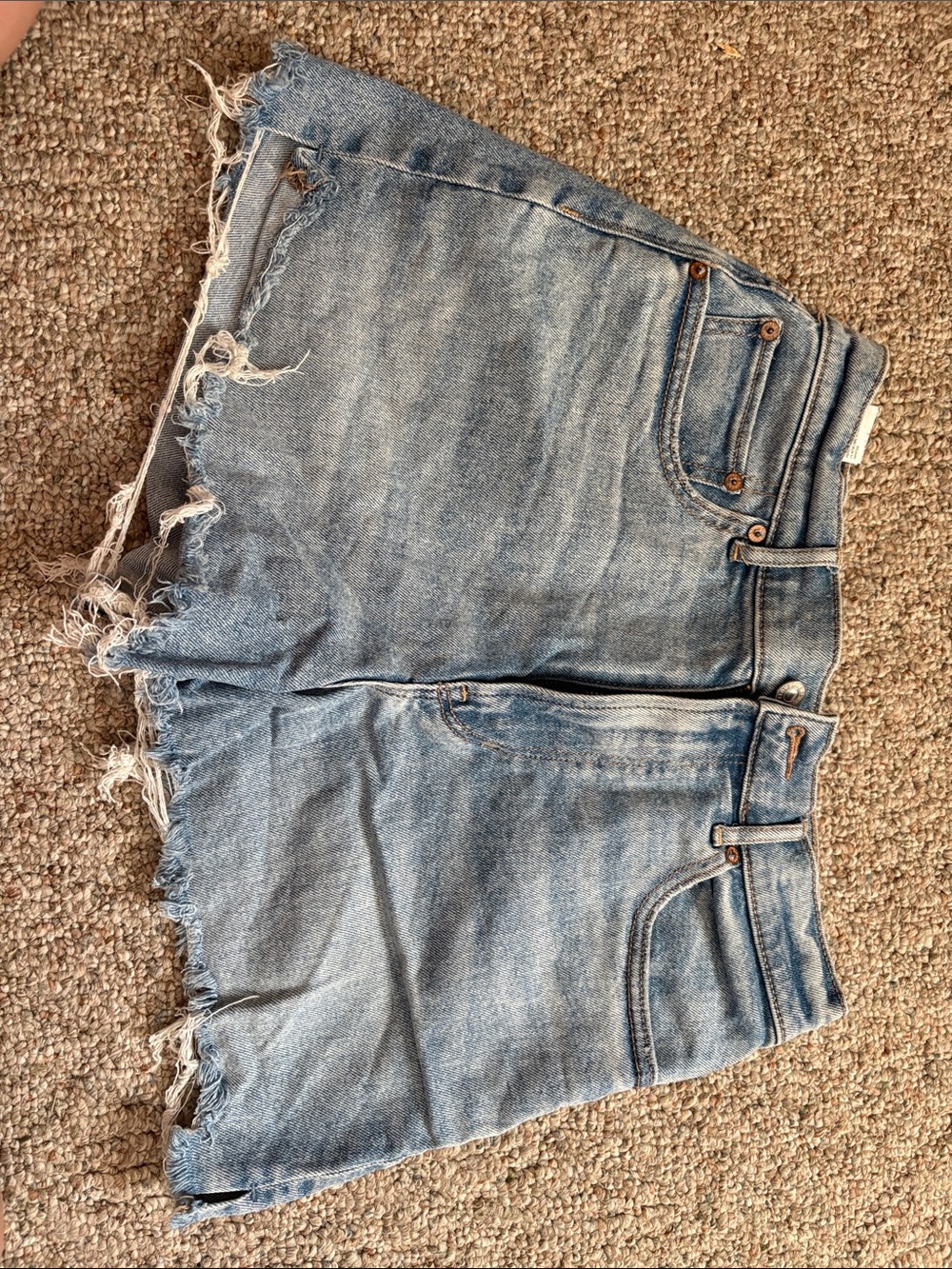 American Eagle Outfitters Light Blue Distressed Denim Shorts